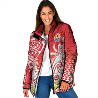 Personalised Tahiti Surfing Padded Jacket Polynesian Style LT05 Women Red - Polynesian Pride