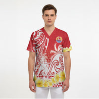 Personalised Tahiti Surfing Scrub Top Polynesian Style LT05 - Polynesian Pride