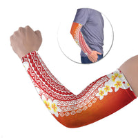 Tahiti Plumeria Tribal Pattern Arm Sleeves Wave Style Red LT05 Set of 2 Red - Polynesian Pride