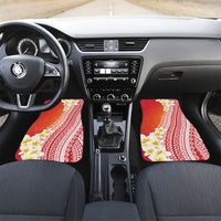 Tahiti Plumeria Tribal Pattern Car Mats Wave Style Red LT05 Set 2pcs - Front Red - Polynesian Pride