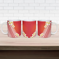 Tahiti Plumeria Tribal Pattern Ceramic Mug Wave Style Red LT05 - Polynesian Pride