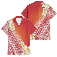 Tahiti Plumeria Tribal Pattern Family Matching Tank Maxi Dress and Hawaiian Shirt Wave Style Red LT05 Dad's Shirt - Short Sleeve Red - Polynesian Pride
