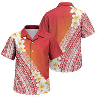 Tahiti Plumeria Tribal Pattern Family Matching Tank Maxi Dress and Hawaiian Shirt Wave Style Red LT05 Son's Shirt Red - Polynesian Pride