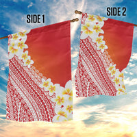 Tahiti Plumeria Tribal Pattern Garden Flag Wave Style Red LT05 - Polynesian Pride