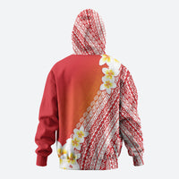 Tahiti Plumeria Tribal Pattern Hoodie Wave Style Red LT05 - Polynesian Pride