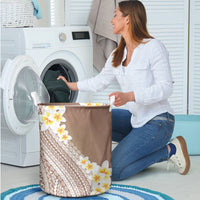Tahiti Plumeria Tribal Pattern Laundry Basket Wave Style Brown LT05 - Polynesian Pride