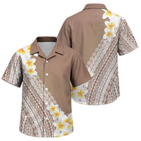 Tahiti Plumeria Tribal Pattern Family Matching Off Shoulder Maxi Dress and Hawaiian Shirt Wave Style Brown LT05 Son's Shirt Brown - Polynesian Pride