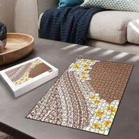 Tahiti Plumeria Tribal Pattern Puzzle Wave Style Brown LT05 - Polynesian Pride