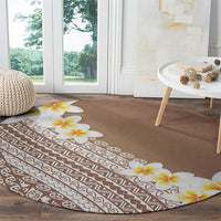 Tahiti Plumeria Tribal Pattern Round Carpet Wave Style Brown LT05 - Polynesian Pride