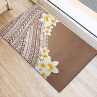 Tahiti Plumeria Tribal Pattern Rubber Doormat Wave Style Brown LT05 - Polynesian Pride