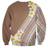 Tahiti Plumeria Tribal Pattern Sweatshirt Wave Style Brown LT05 - Polynesian Pride