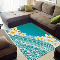 Tahiti Plumeria Tribal Pattern Area Rug Wave Style Turquoise LT05 - Polynesian Pride
