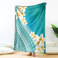 Tahiti Plumeria Tribal Pattern Blanket Wave Style Turquoise LT05 - Polynesian Pride