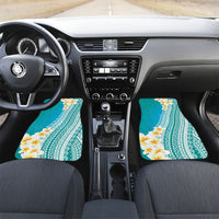 Tahiti Plumeria Tribal Pattern Car Mats Wave Style Turquoise LT05 Set 2pcs - Front Turquoise - Polynesian Pride