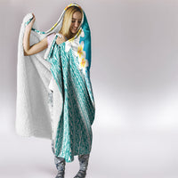 Tahiti Plumeria Tribal Pattern Hooded Blanket Wave Style Turquoise LT05 - Polynesian Pride