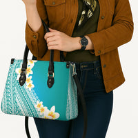 Tahiti Plumeria Tribal Pattern Leather Bag Wave Style Turquoise LT05 - Polynesian Pride
