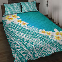 Tahiti Plumeria Tribal Pattern Quilt Bed Set Wave Style Turquoise LT05 Turquoise - Polynesian Pride