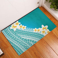 Tahiti Plumeria Tribal Pattern Rubber Doormat Wave Style Turquoise LT05 - Polynesian Pride