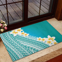 Tahiti Plumeria Tribal Pattern Rubber Doormat Wave Style Turquoise LT05 - Polynesian Pride