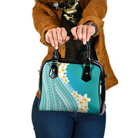 Tahiti Plumeria Tribal Pattern Shoulder Handbag Wave Style Turquoise LT05 One Size Turquoise - Polynesian Pride