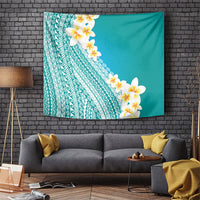 Tahiti Plumeria Tribal Pattern Tapestry Wave Style Turquoise LT05 Turquoise - Polynesian Pride