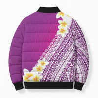 Tahiti Plumeria Tribal Pattern Bomber Puffer Jacket Wave Style Purple LT05 - Polynesian Pride