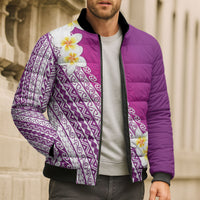 Tahiti Plumeria Tribal Pattern Bomber Puffer Jacket Wave Style Purple LT05 - Polynesian Pride
