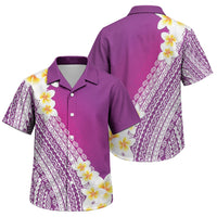 Tahiti Plumeria Tribal Pattern Family Matching Off The Shoulder Long Sleeve Dress and Hawaiian Shirt Wave Style Purple LT05 Son's Shirt Purple - Polynesian Pride
