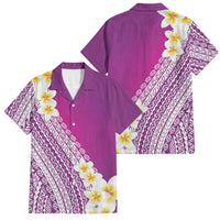 Tahiti Plumeria Tribal Pattern Family Matching Puletasi and Hawaiian Shirt Wave Style Purple LT05 Dad's Shirt - Short Sleeve Purple - Polynesian Pride