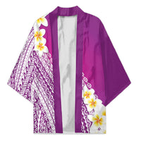 Tahiti Plumeria Tribal Pattern Kimono Wave Style Purple LT05 Unisex Purple - Polynesian Pride