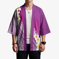 Tahiti Plumeria Tribal Pattern Kimono Wave Style Purple LT05 - Polynesian Pride