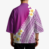 Tahiti Plumeria Tribal Pattern Kimono Wave Style Purple LT05 - Polynesian Pride
