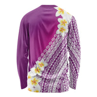 Tahiti Plumeria Tribal Pattern Long Sleeve Shirt Wave Style Purple LT05 - Polynesian Pride