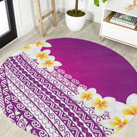 Tahiti Plumeria Tribal Pattern Round Carpet Wave Style Purple LT05 Purple - Polynesian Pride