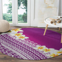 Tahiti Plumeria Tribal Pattern Round Carpet Wave Style Purple LT05 - Polynesian Pride
