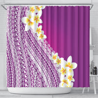 Tahiti Plumeria Tribal Pattern Shower Curtain Wave Style Purple LT05 - Polynesian Pride