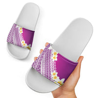 Tahiti Plumeria Tribal Pattern Slide Sandals Wave Style Purple LT05 - Polynesian Pride