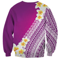 Tahiti Plumeria Tribal Pattern Sweatshirt Wave Style Purple LT05 - Polynesian Pride