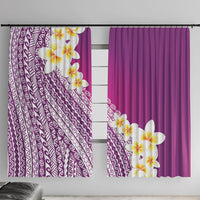 Tahiti Plumeria Tribal Pattern Window Curtain Wave Style Purple LT05 With Hooks Purple - Polynesian Pride