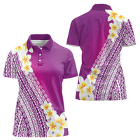 Tahiti Plumeria Tribal Pattern Women Polo Shirt Wave Style Purple LT05 - Polynesian Pride