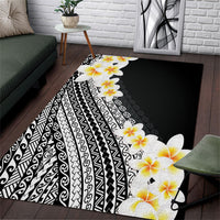 Tahiti Plumeria Tribal Pattern Area Rug Wave Style Black LT05 Black - Polynesian Pride