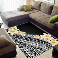 Tahiti Plumeria Tribal Pattern Area Rug Wave Style Black LT05 - Polynesian Pride