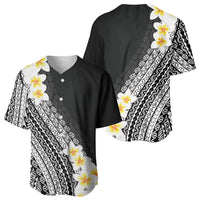 Tahiti Plumeria Tribal Pattern Baseball Jersey Wave Style Black LT05 - Polynesian Pride