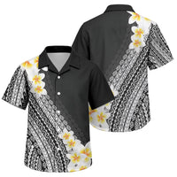 Tahiti Plumeria Tribal Pattern Family Matching Puletasi and Hawaiian Shirt Wave Style Black LT05 Son's Shirt Black - Polynesian Pride
