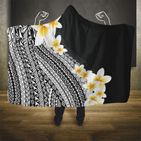 Tahiti Plumeria Tribal Pattern Hooded Blanket Wave Style Black LT05 - Polynesian Pride