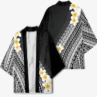 Tahiti Plumeria Tribal Pattern Kimono Wave Style Black LT05 - Polynesian Pride