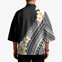 Tahiti Plumeria Tribal Pattern Kimono Wave Style Black LT05 - Polynesian Pride