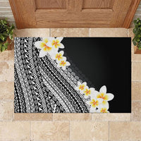 Tahiti Plumeria Tribal Pattern Rubber Doormat Wave Style Black LT05 Black - Polynesian Pride