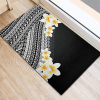 Tahiti Plumeria Tribal Pattern Rubber Doormat Wave Style Black LT05 - Polynesian Pride