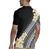 Tahiti Plumeria Tribal Pattern Rugby Jersey Wave Style Black LT05 - Polynesian Pride